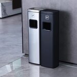 Stainless Steel Trash Can Manufacturer - Commercial for Hotels Standing Model with Ashtray For Elevator Lobbies Hallways Corridors