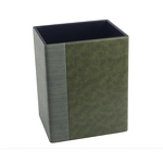 Trash Can Manufacturer - Garbage Container Bin With Handles for Bathrooms and High Class Hotel Square Brown Pu Leather Wastebasket