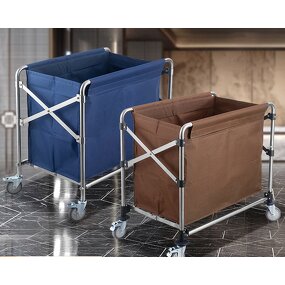 Hotel Linen Cart Manufacturer - Stainless Steel Foldable Multifunctional Hand Cart Cleaning Work / Collection / Recycling Cart