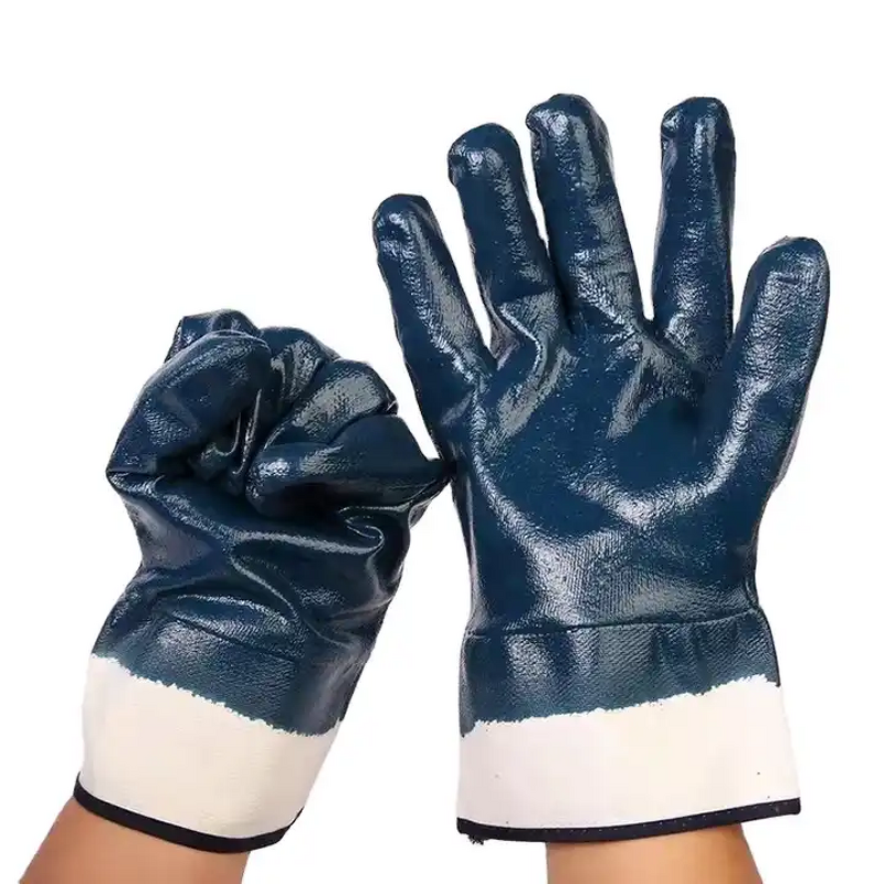 Nitrile Coated Gloves - Heavy Duty Jersey Liner Fully Coated Blue