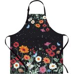 Bib Apron - Flower Pattern Adjustable with Pocket for Women