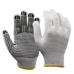 Work Gloves - Black PVC Cotton Knitted Palm Dotted Anti Slip