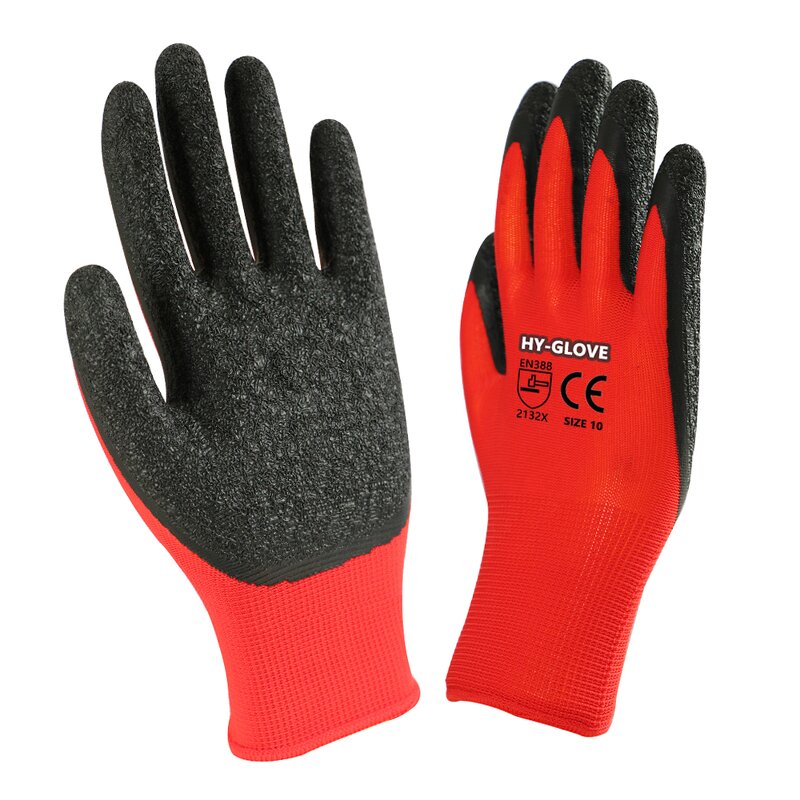 Safety Gloves - EN388 Certified Latex Coated Nylon for Construction