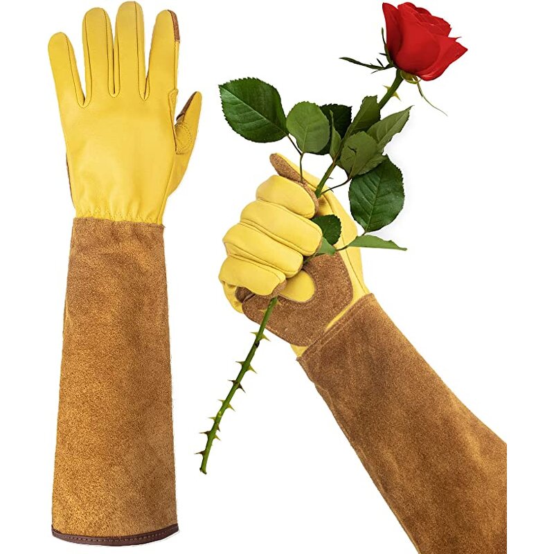 Gardening Gloves - Yellow Thorn Proof Cow Leather for Ladies
