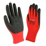 Polyester Gloves Manufacturer - 13G Red Crinkle Latex Coated for Safety Work