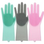 Cleaning Gloves - Reusable Silicone Scrubber Dishwashing