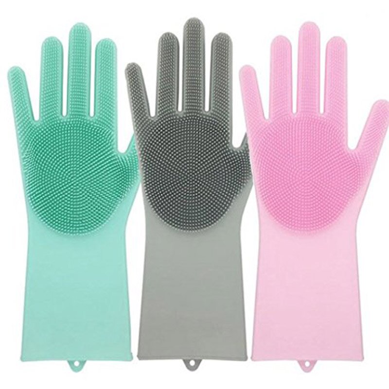 Cleaning Gloves - Reusable Silicone Scrubber Dishwashing