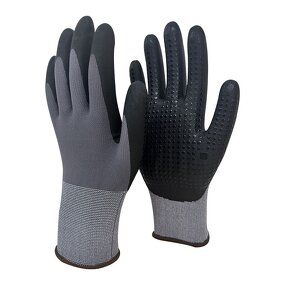 Work Gloves - 15G Nylon Spandex Micro Foam Nitrile Palm Dotted