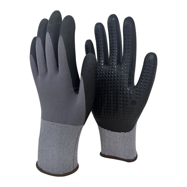 Work Gloves - 15G Nylon Spandex Micro Foam Nitrile Palm Dotted