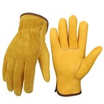 Leather Gloves - Heavy Duty Cowhide Reinforced Palm Anti Slip