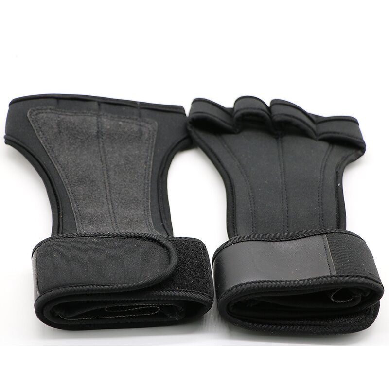 Workout Gloves - Custom Half Finger Black Wrist Support