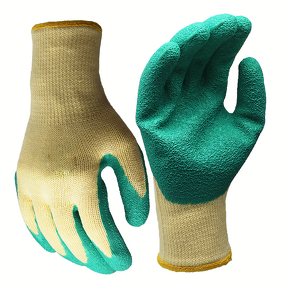 Safety Gloves - Cotton Polyester Latex Crinkle Coated 10GA