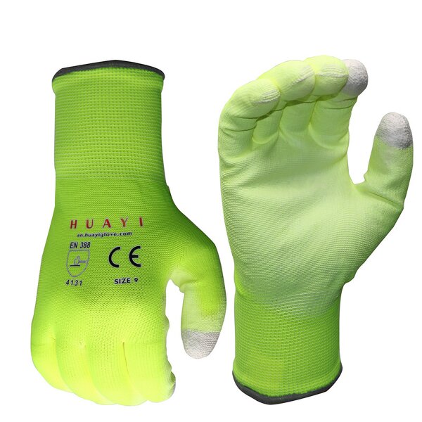 Safety Gloves - Fluorescent Polyester PU Palm Copper Fiber Anti Static