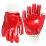 PVC Safety Gloves - Chemical Resistant Knit Wrist for Industrial