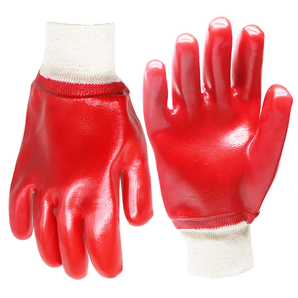PVC Safety Gloves - Chemical Resistant Knit Wrist for Industrial