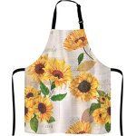 Bib Apron - Flower Pattern Adjustable with Pocket for Women