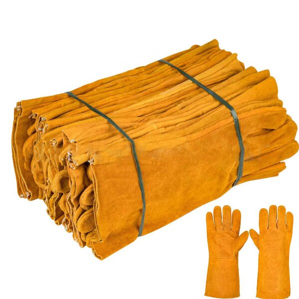 Welding Gloves - Factory Cow Leather Heat Resistant Long Sleeve
