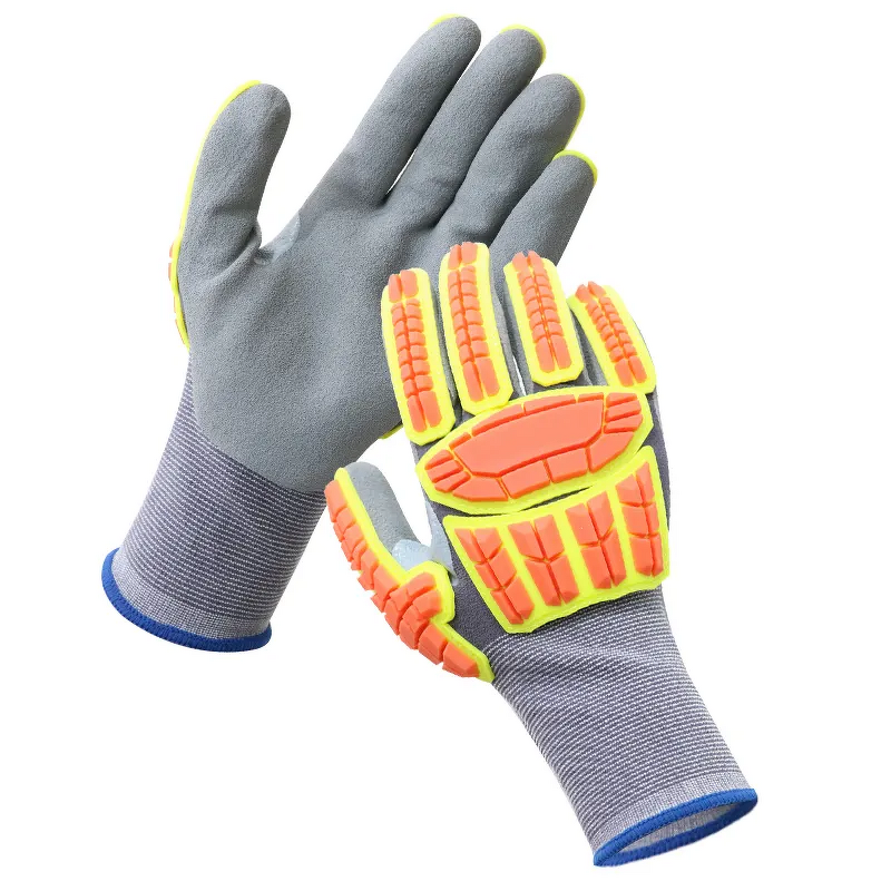 Work Gloves - 15G Nylon Spandex Sandy Nitrile TPR for Machinist