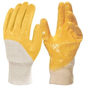 Nitrile Coated Gloves - Lightweight Yellow 3/4 Coating Oil Resistant