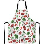 Bib Apron - Flower Pattern Adjustable with Pocket for Women