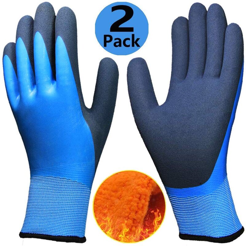 Winter Gloves - Fleece Lined Latex Coated Waterproof for Freezer