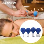 Glass Gua Sha Cup Supplier - With Rubber Ball 4 PCS Facial Cupping