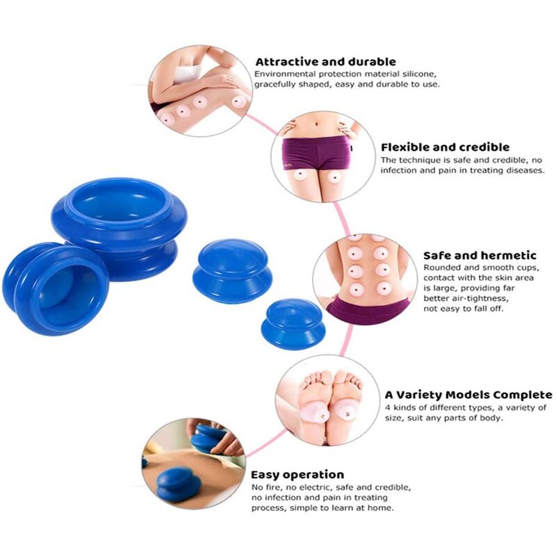 Cupping Therapy Cup Manufacturer - 4pcs/set Customized Vacuum Silicone