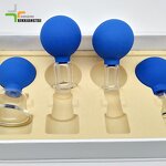 Glass Gua Sha Cup Supplier - With Rubber Ball 4 PCS Facial Cupping