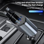 Car Charger Manufacturer - Retractable 4 in 1 Type-C IPh