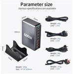 Desktop Charger Manufacturer - 600W Gan 8 Port USB C PD