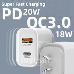 Wall Charger Supplier - SAA PD 20W Dual Port QC3.0 Fast