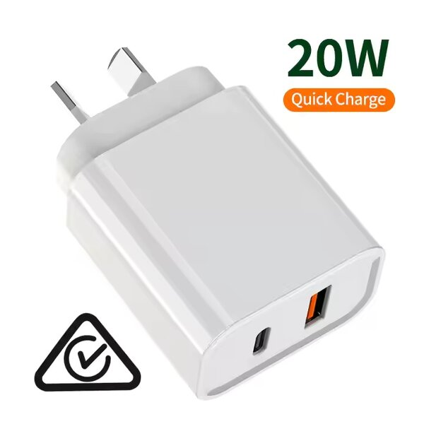 Wall Charger Supplier - SAA PD 20W Dual Port QC3.0 Fast