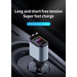 Car Charger Manufacturer - 120W Retractable Cable Flash
