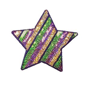 Embroidered Patch Supplier - Mardi Gras Star Glitter Sequin