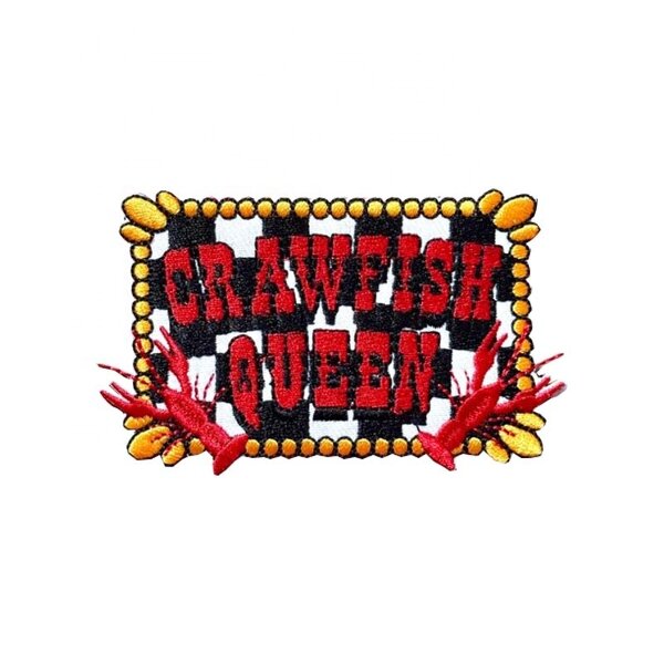 Chenille Twill Patch Supplier - Checkered Crawfish Mardi Gras