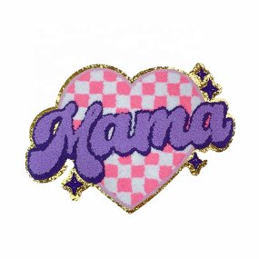 Chenille Glitter Patch Supplier - Valentine's Love Heart Shape