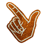 Glitter Finger Patches Supplier - Orange Foam Embroidered Iron-On