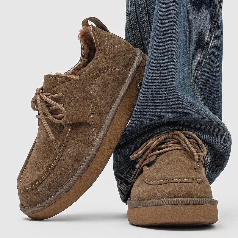 Snow Boots Manufacturer - Men's Low-Cut Winter Artificial Long Plush Lined