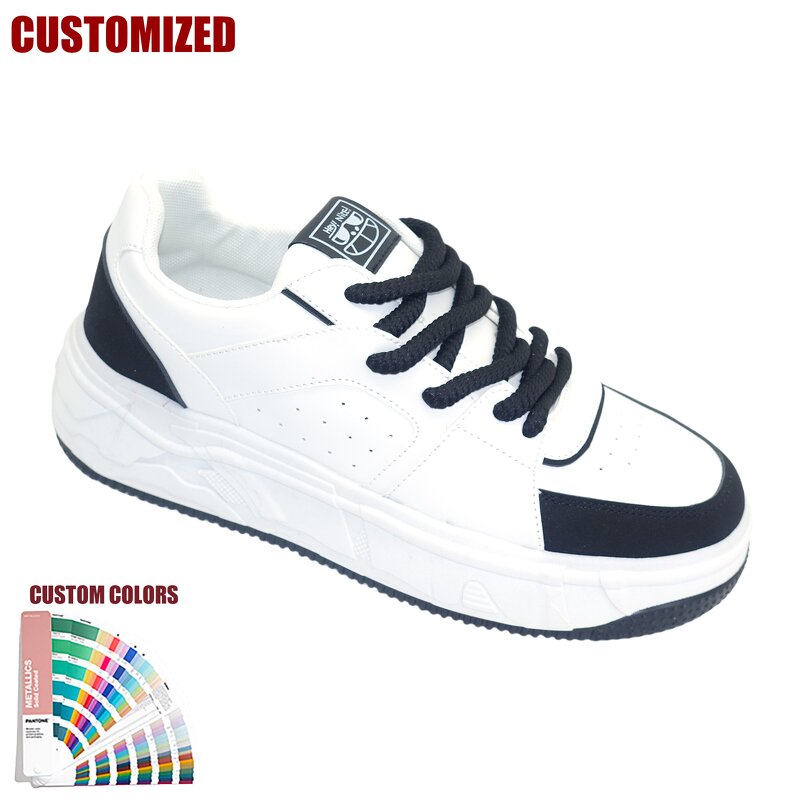 Sports Shoes Manufacturer - Men's Custom Logo White Thick Sole Fashionable