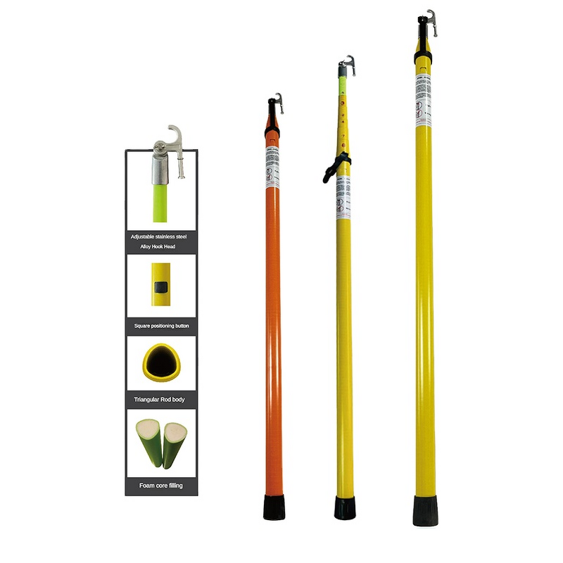 Hot Stick Manufacturer - High Voltage 5m Telescopic Triangular Fiberglass Rod Safety Operating Lever