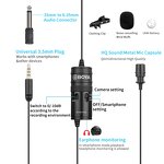 BOYA BY-M1 PRO - 3.5mm TRRS Condenser Lavalier Lapel Omnidirectional Wired Microphone
