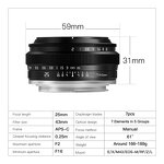 TTArtisan APS-C 25mm F2 - Camera Lens for Humanity Photography