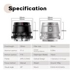 TTArtisan 35mm F1.4 - APS-C Prime Lens for Sony E Mount Fujifilm XF Nikon Z