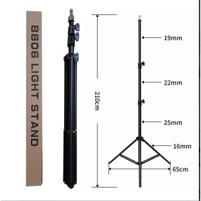 2.1M Tripod Metal Light Stand - Adjustable Photography Tripod Stand for Studio