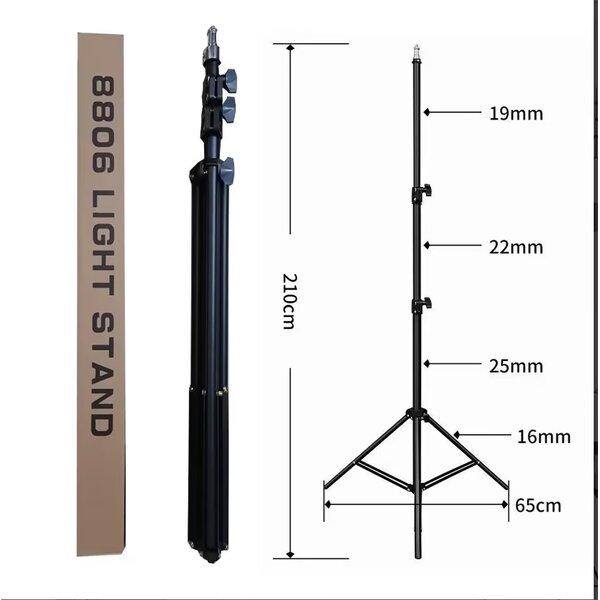 2.1M Tripod Metal Light Stand - Adjustable Photography Tripod Stand for Studio