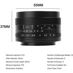 7artisans 50mm F1.8 - APS-C Large Aperture Portrait Prime Lens for Canon EOS-M
