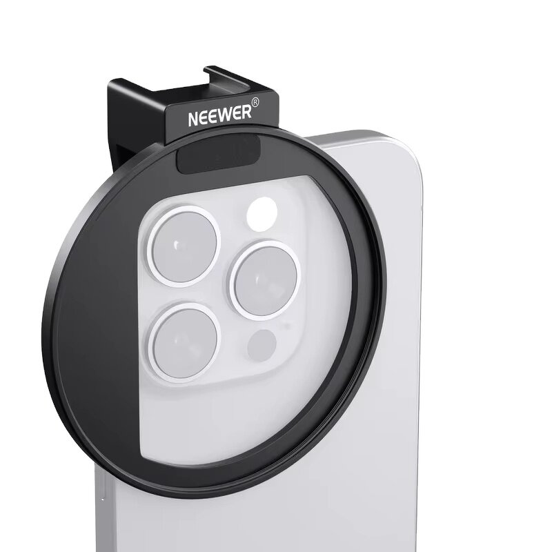 NEEWER LA006 - Upgraded 67mm Phone Filter Mount with Top Cold Shoe Mount