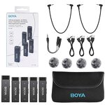 BOYA BY-W4 - 4-Channel Wireless Lavalier Lapel Microphone for iPhone Camera
