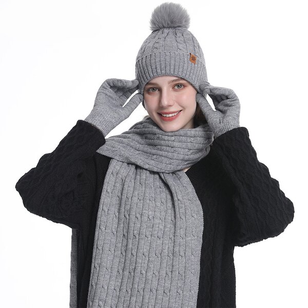 Muslim Winter Knitted Set Manufacturer - Hot Selling Hats Scarves Gloves Alpaca Wool Scarf Hat Glove Sets