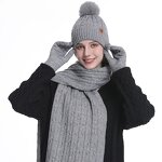 Muslim Women's Winter Knitted Set Manufacturer - Popular Hats Scarves Gloves Alpaca Wool Scarf Hat Glove Sets